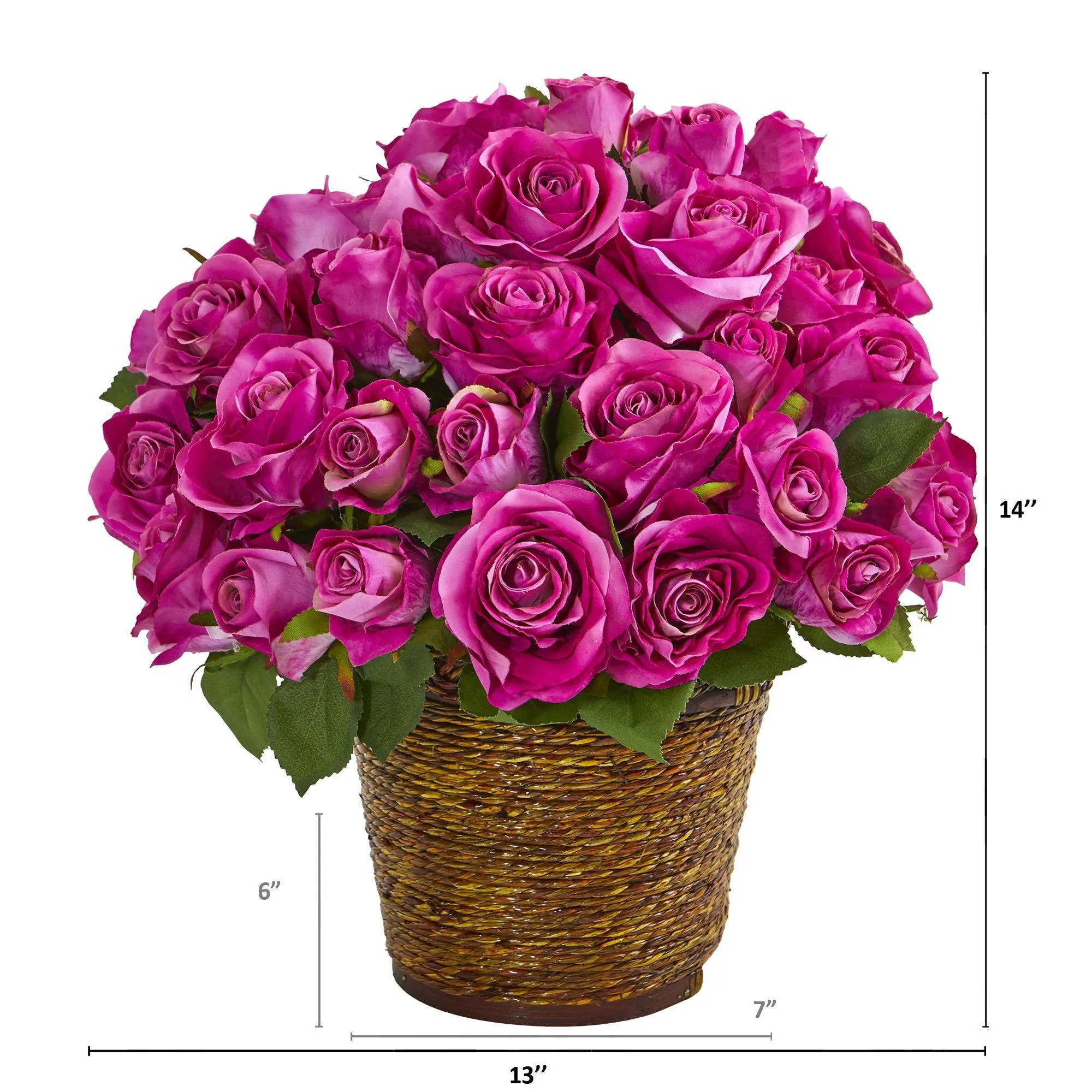 14” Rose Artificial Arrangement in Basket