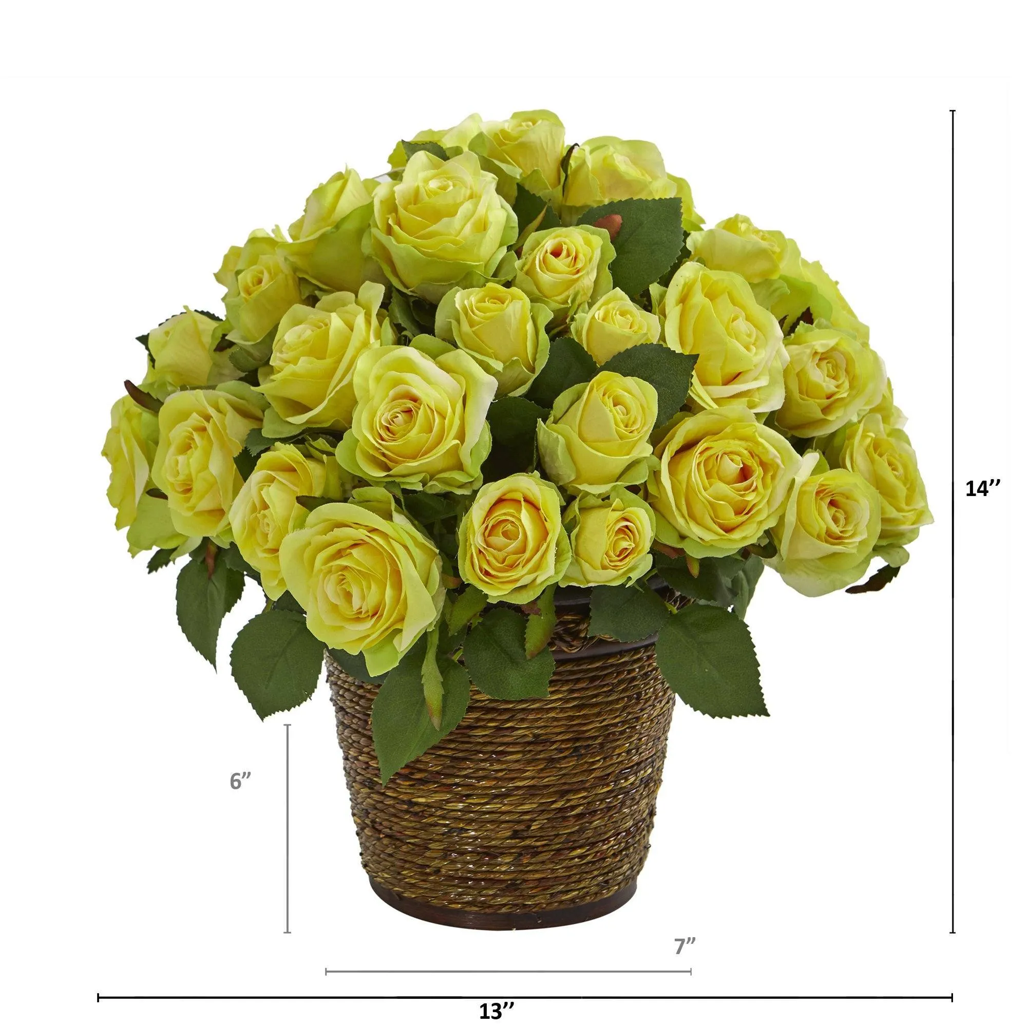 14” Rose Artificial Arrangement in Basket