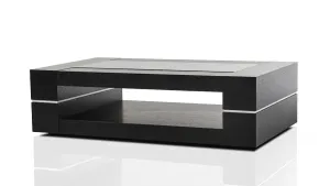 14" Black Oak Veneer And Glass Coffee Table