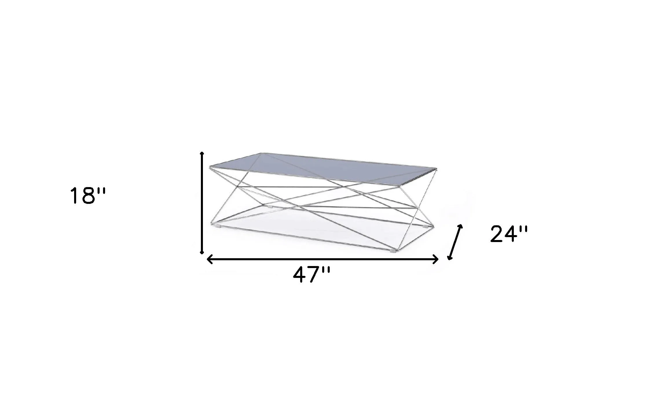 18" Smoked Glass And Stainless Steel Coffee Table