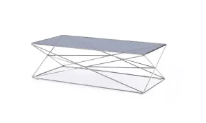 18" Smoked Glass And Stainless Steel Coffee Table