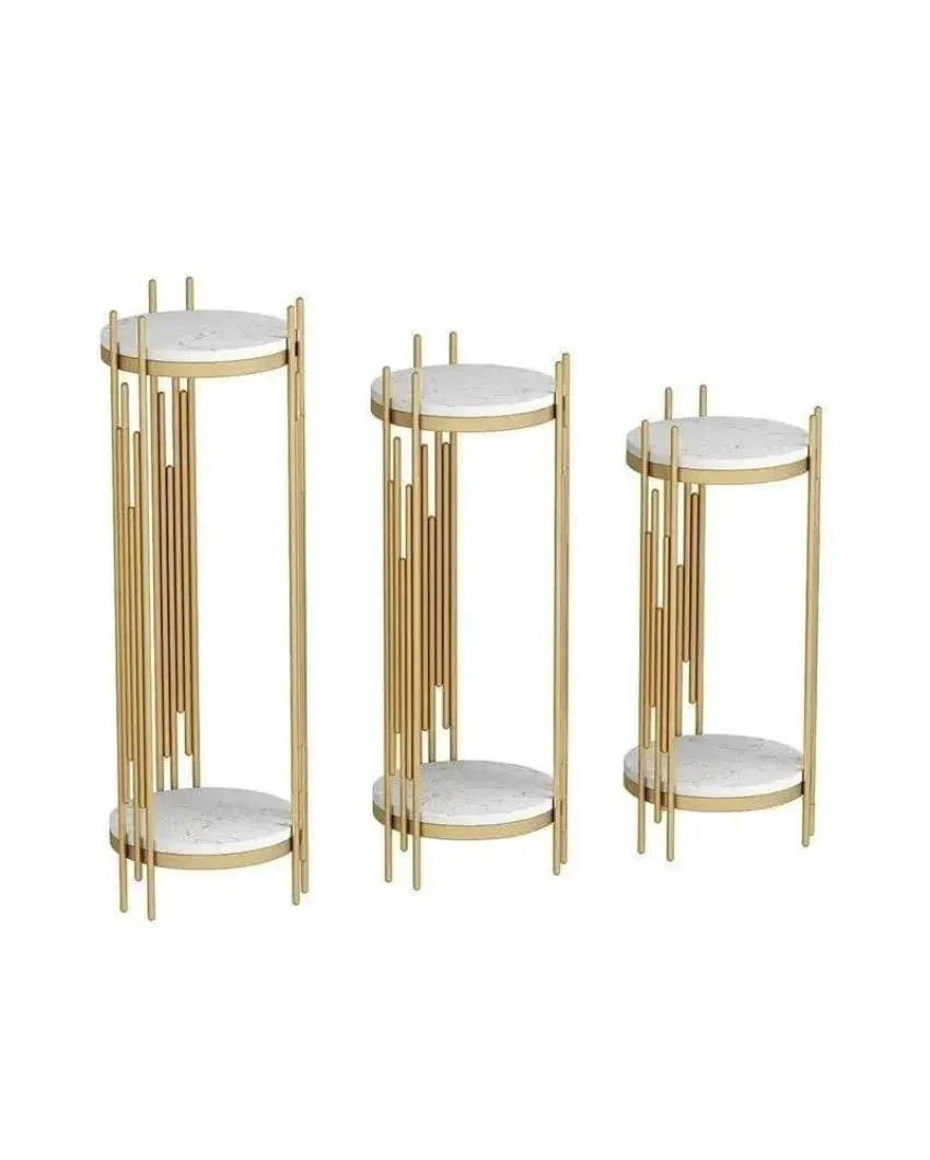 2-Tier Metal Round Top Pot Planter Stands | Set of 3