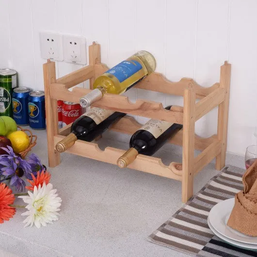 2 Tier Storage 8 Bottle Wood Wine Rack