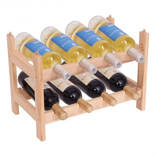 2 Tier Storage 8 Bottle Wood Wine Rack