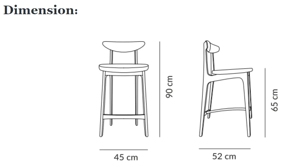 200 - 190 Timber Bar Stool - Mid Century Design