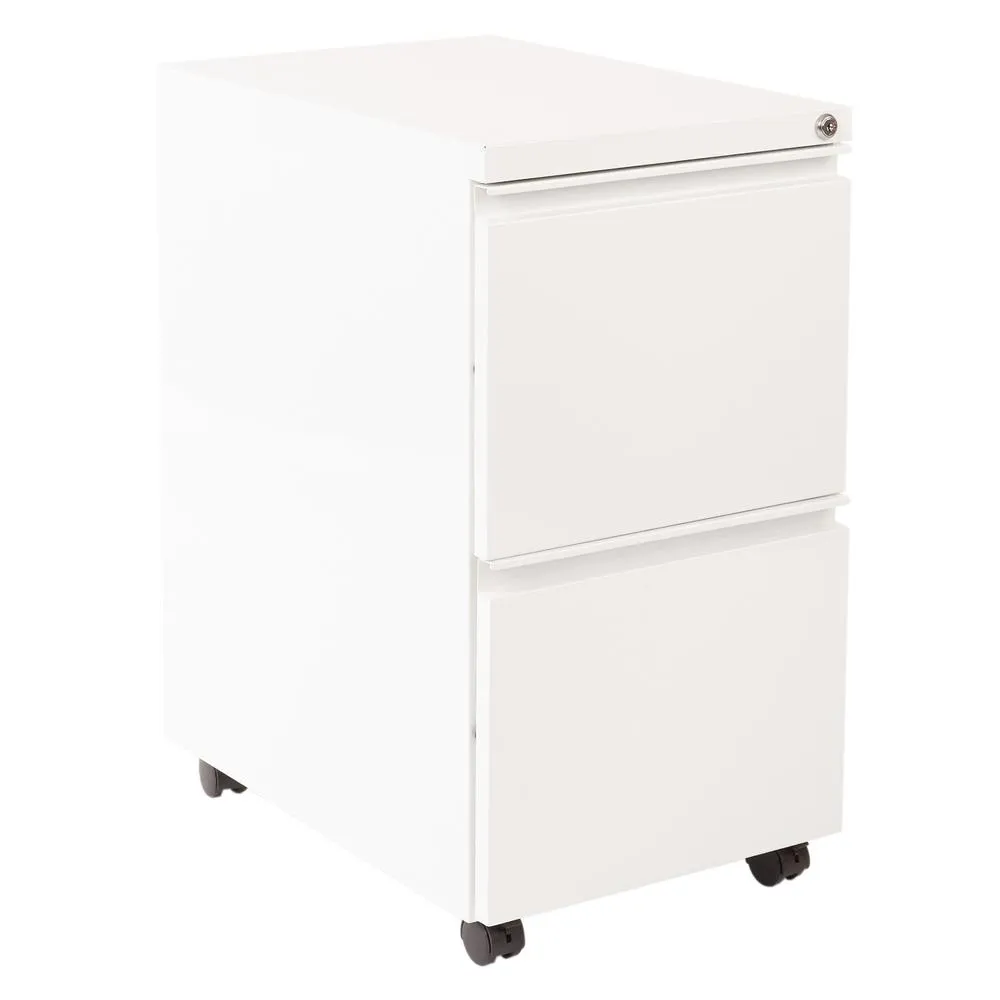 22" Closed Top Mobil Pedestal With Casters - File/File (White), PTC22FF-WH