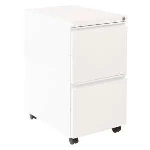 22" Closed Top Mobil Pedestal With Casters - File/File (White), PTC22FF-WH