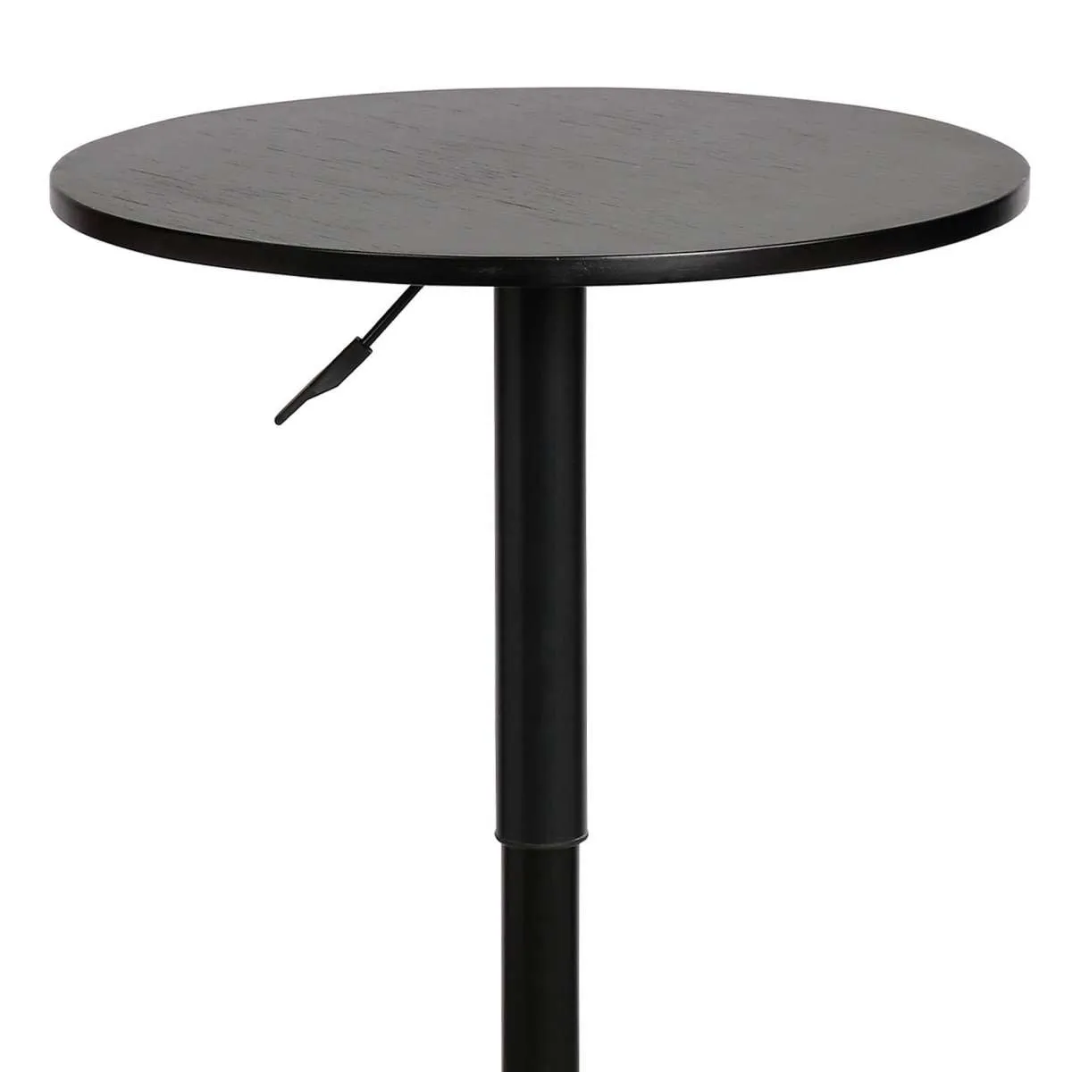 24 Inches Round Adjustable Pub Table With Metal Base, Black By Benzara