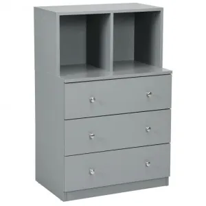 3 Drawer Dresser with Cubbies Storage Chest for Bedroom Living Room-Gray