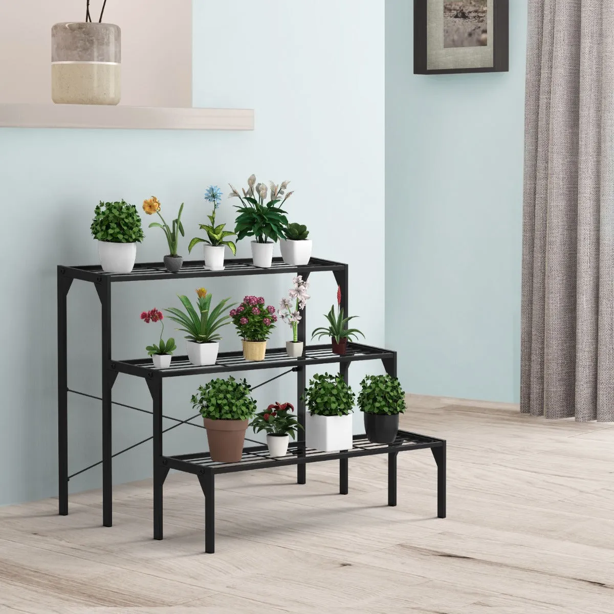 3 Tier Plant Stand with Heavy Duty Steel Frame for Garden & Patio & Balcony