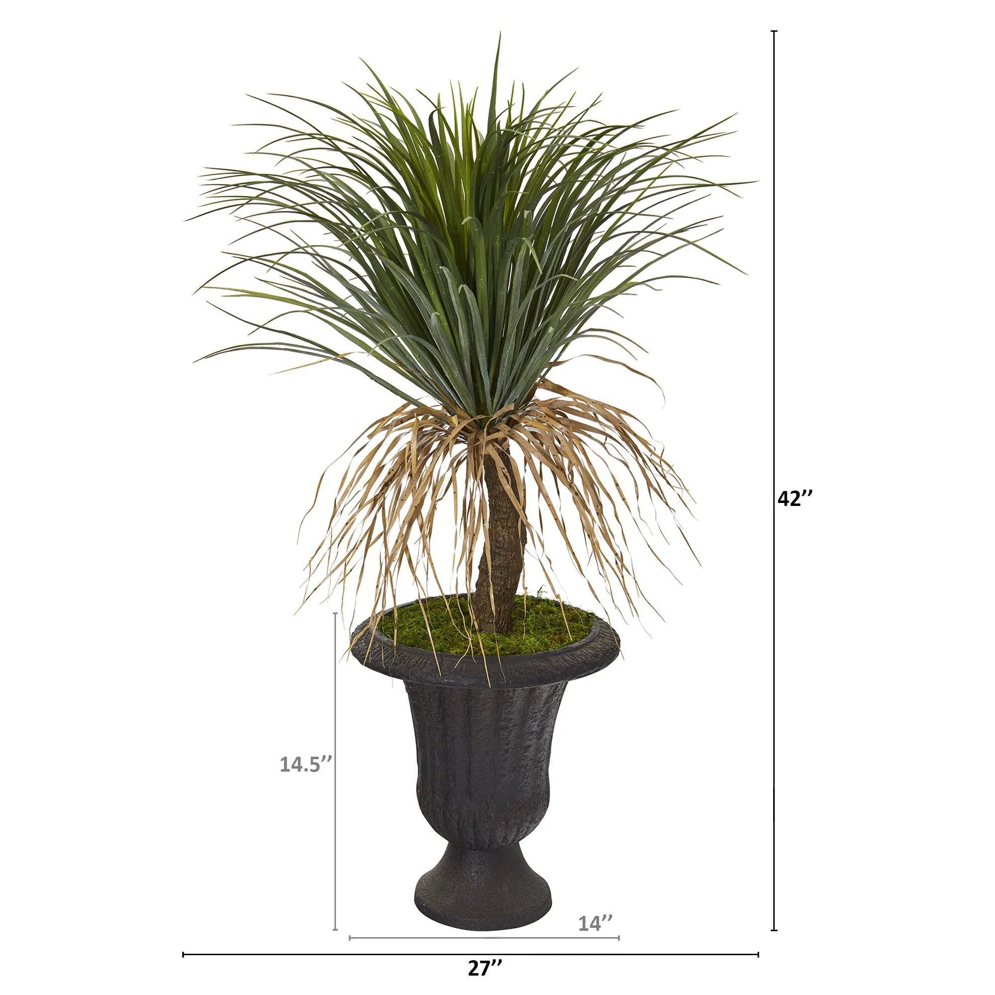 3.5’ Pony Tail Palm Artificial Plant in Decorative Brown Urn