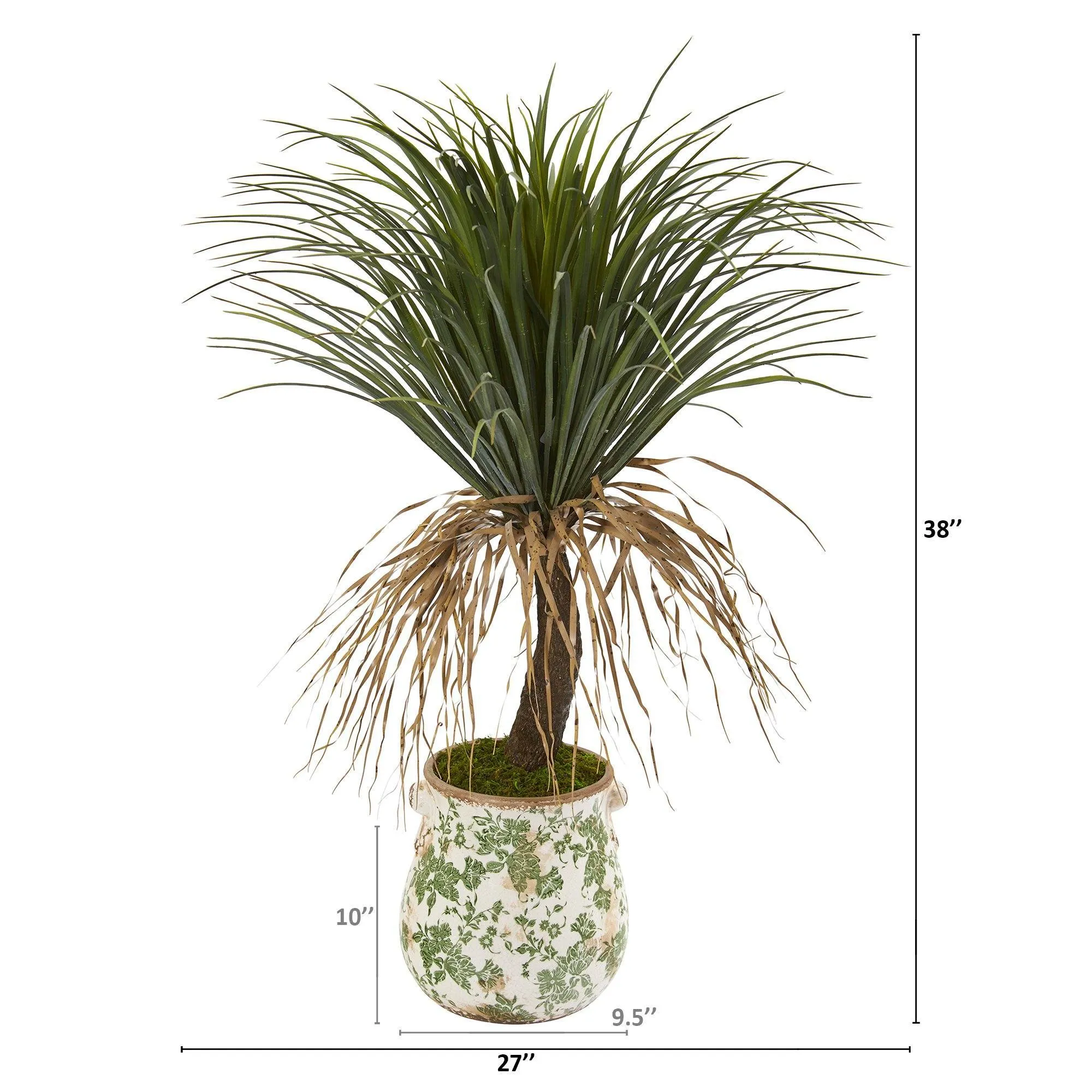 38” Pony Tail Palm Artificial Plant in Floral Planter