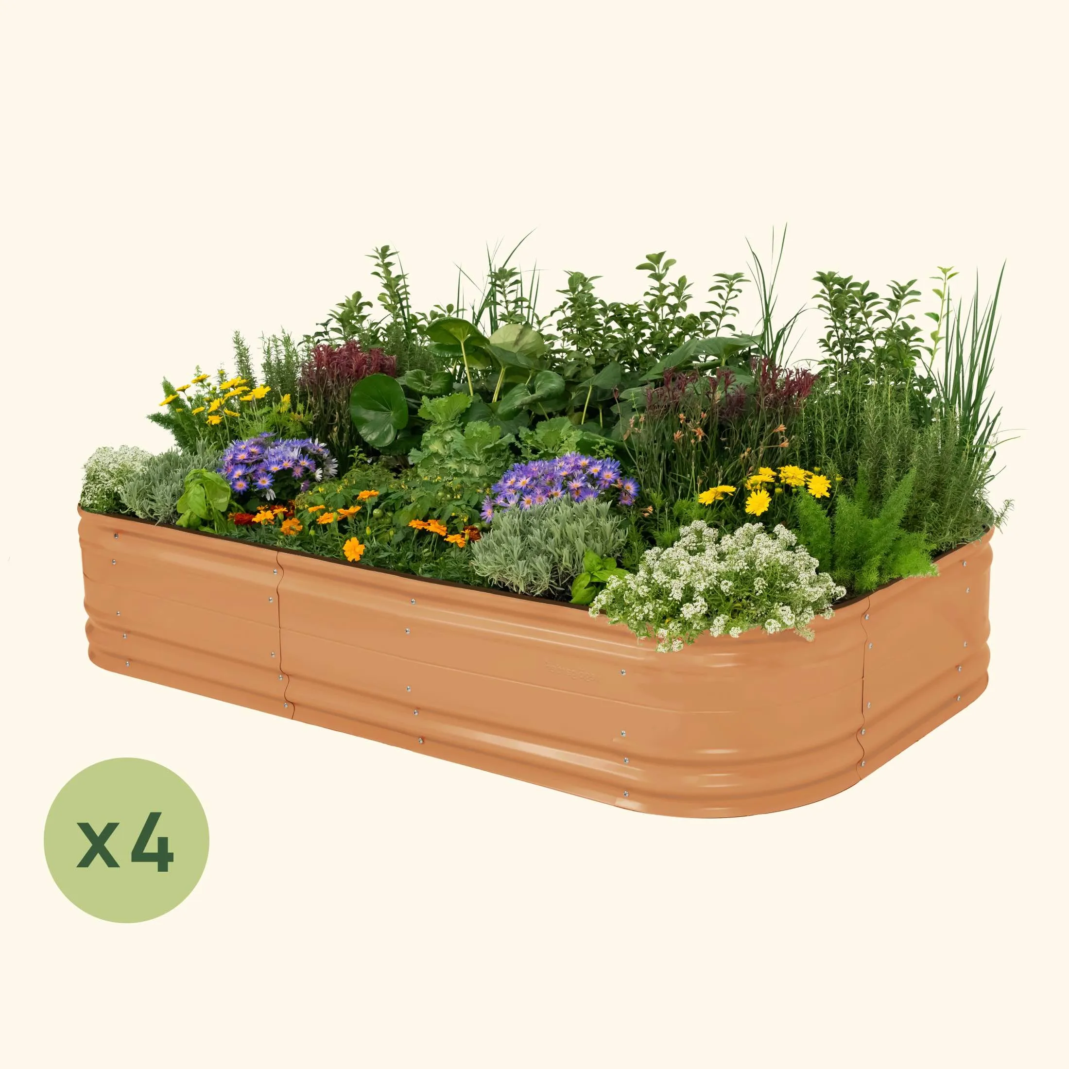 4-Pack 17" Tall 10 In 1 Jumbo Novel Modular Metal Raised Garden Bed Kit