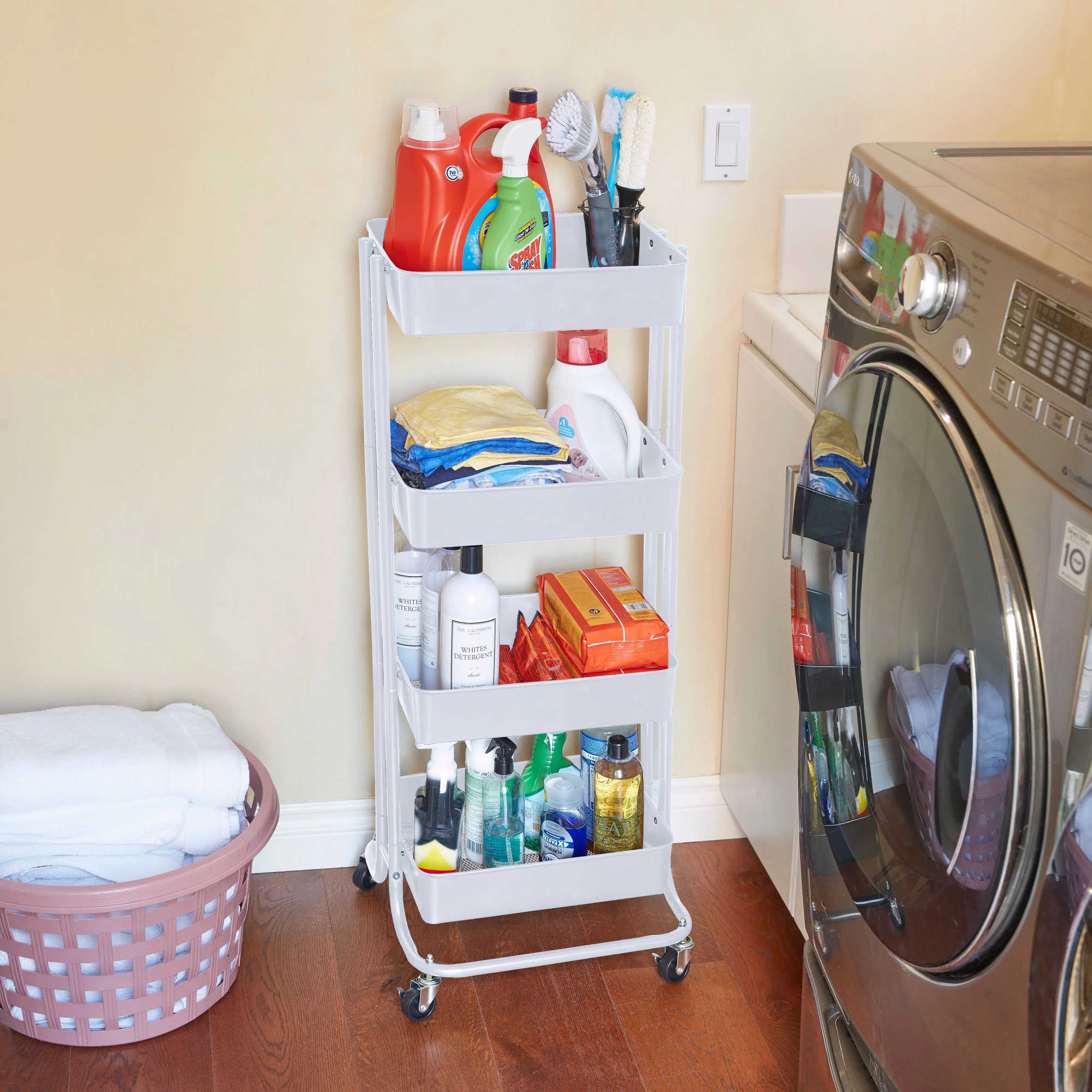 4-Tier Metal Rolling Utility Cart, Mobile Storage Organizer