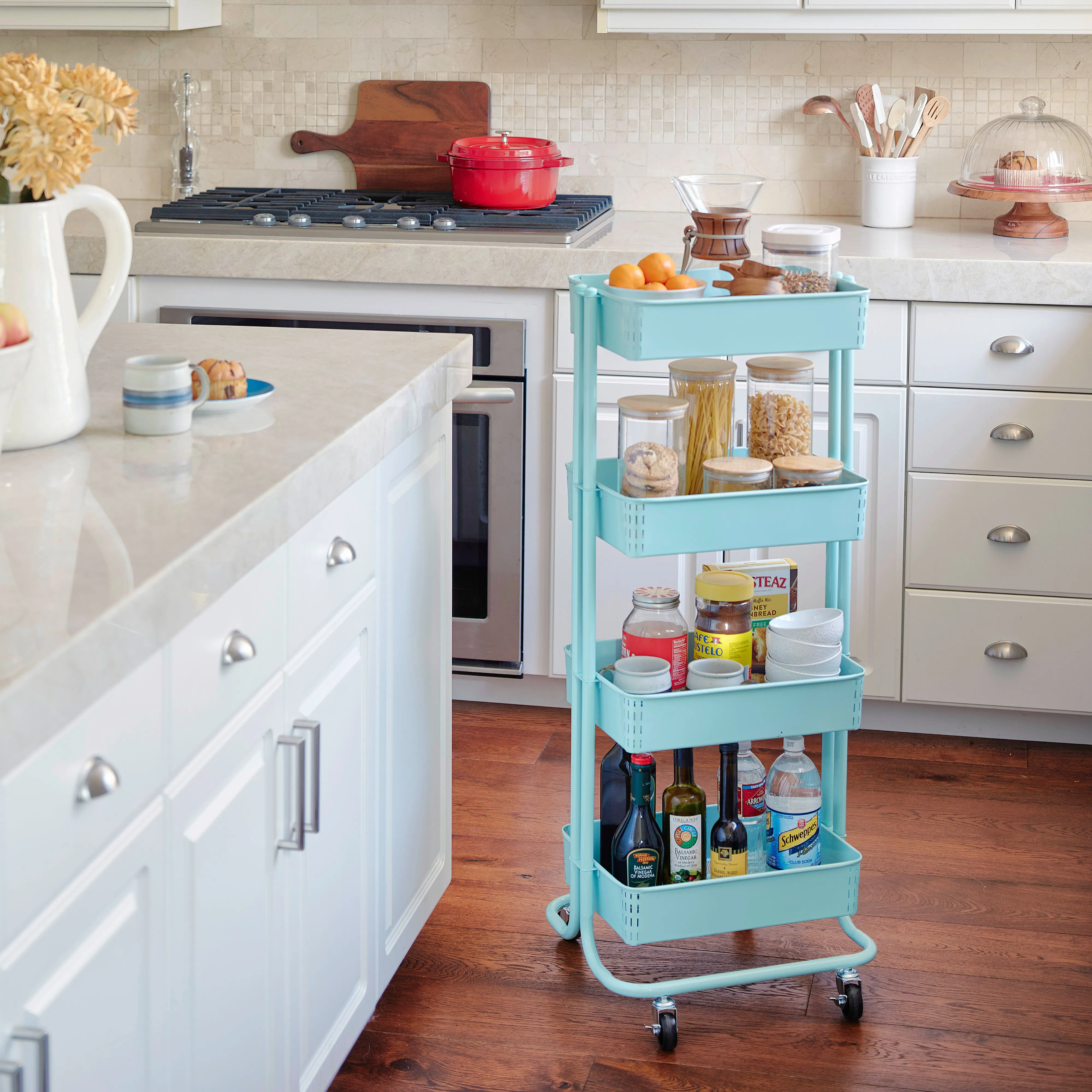 4-Tier Metal Rolling Utility Cart, Mobile Storage Organizer