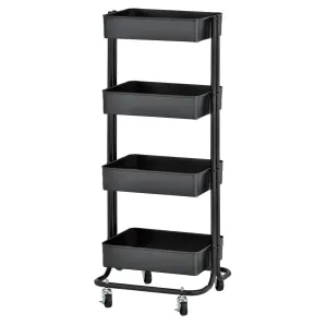 4-Tier Metal Rolling Utility Cart, Mobile Storage Organizer