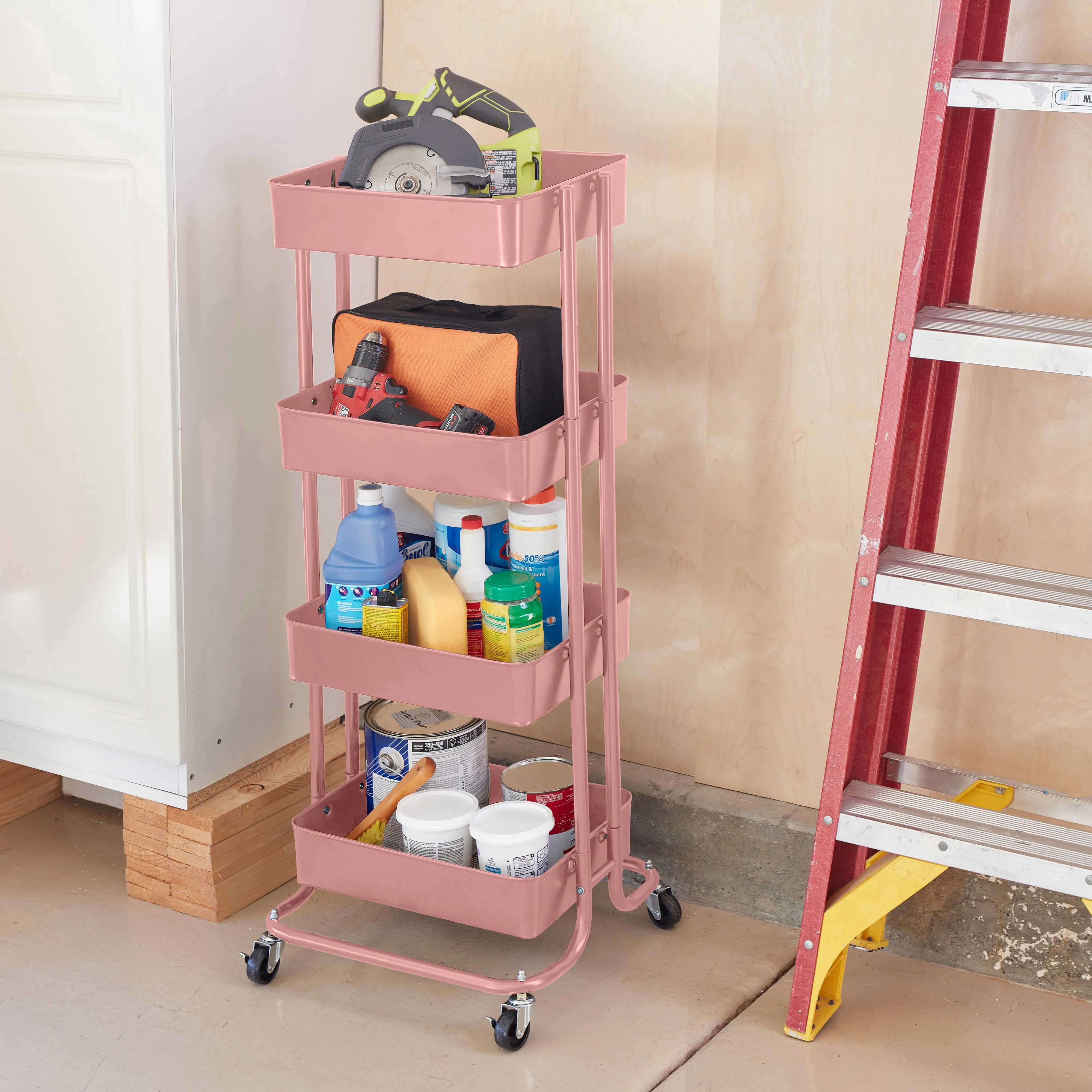 4-Tier Metal Rolling Utility Cart, Mobile Storage Organizer