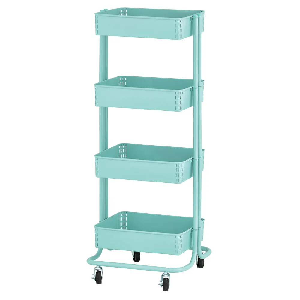 4-Tier Metal Rolling Utility Cart, Mobile Storage Organizer