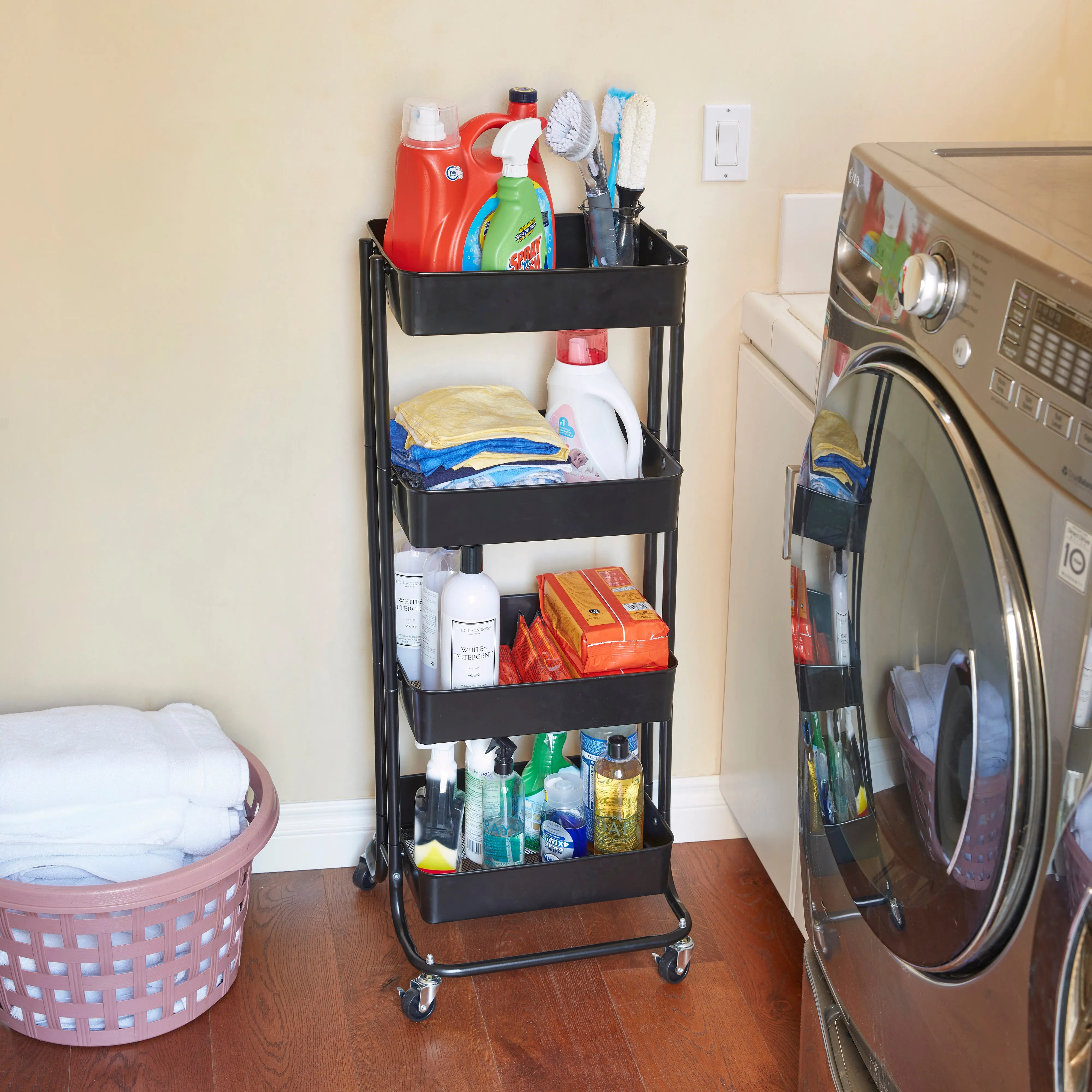 4-Tier Metal Rolling Utility Cart, Mobile Storage Organizer