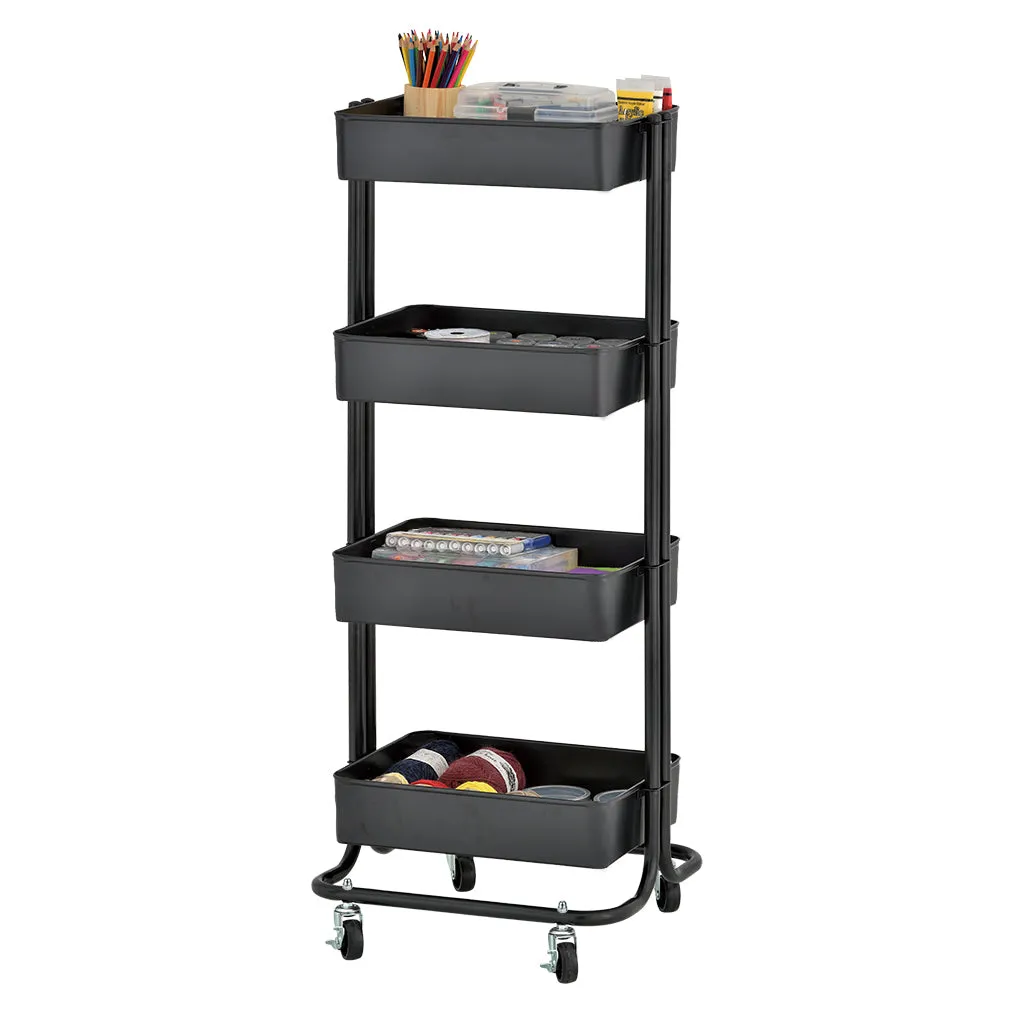 4-Tier Metal Rolling Utility Cart, Mobile Storage Organizer