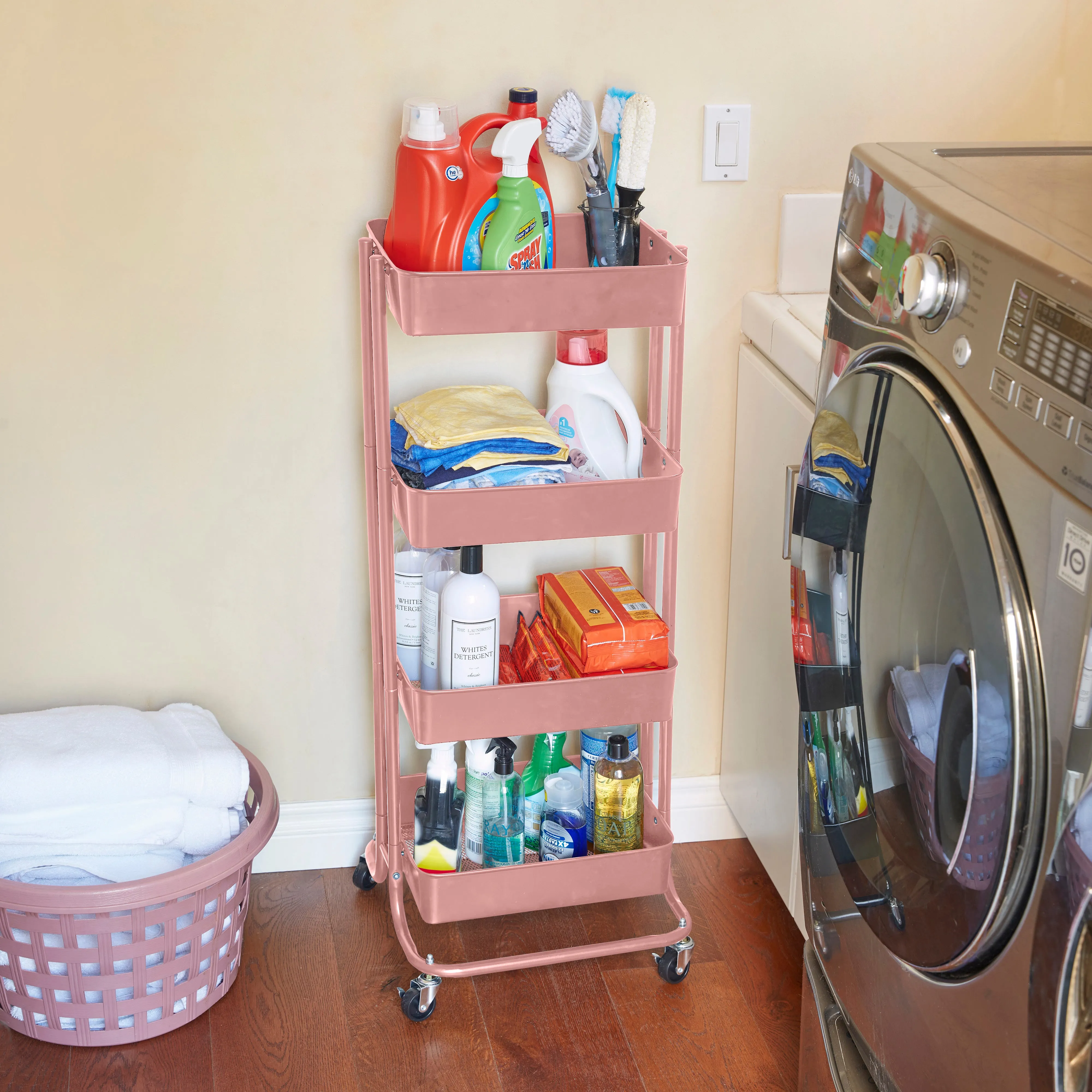 4-Tier Metal Rolling Utility Cart, Mobile Storage Organizer