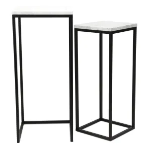 6025-2WT - Sarraseau Marble Side Tables