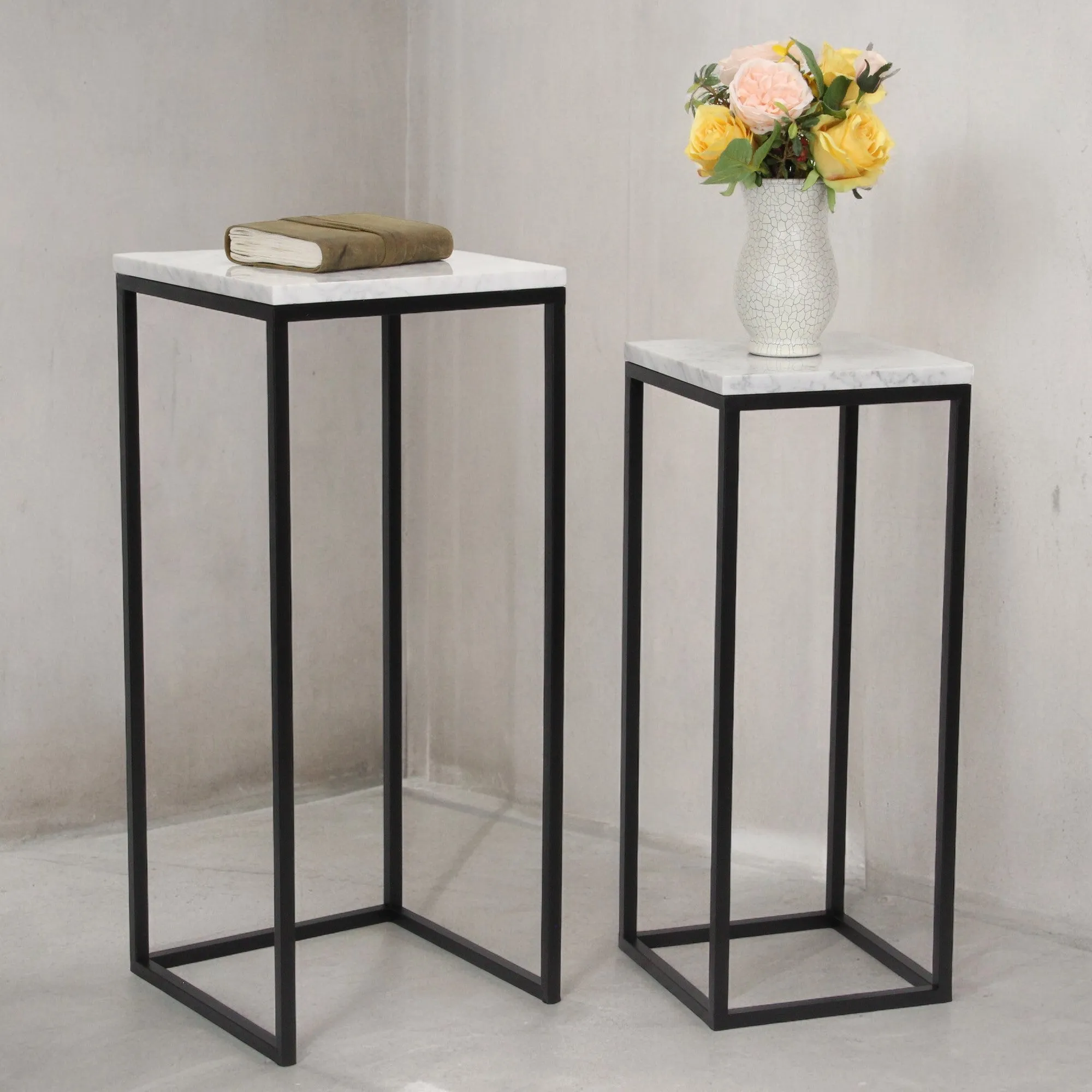 6025-2WT - Sarraseau Marble Side Tables