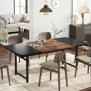 70.8" Dining Table, Industrial Rectangle Kitchen Table for 6-8 People