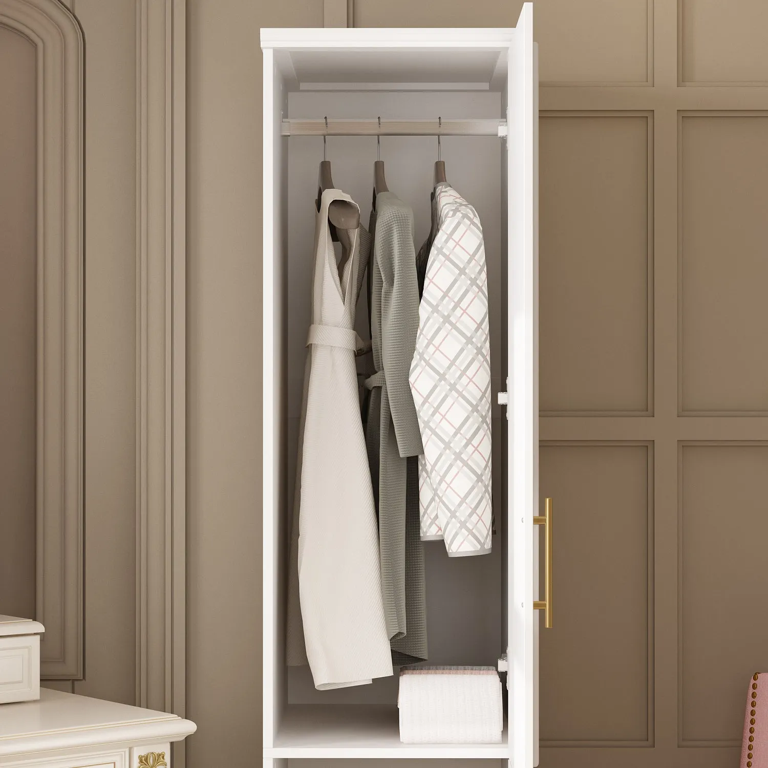 74.8" Large Modular Wardrobe with Glass Doors and Drawers