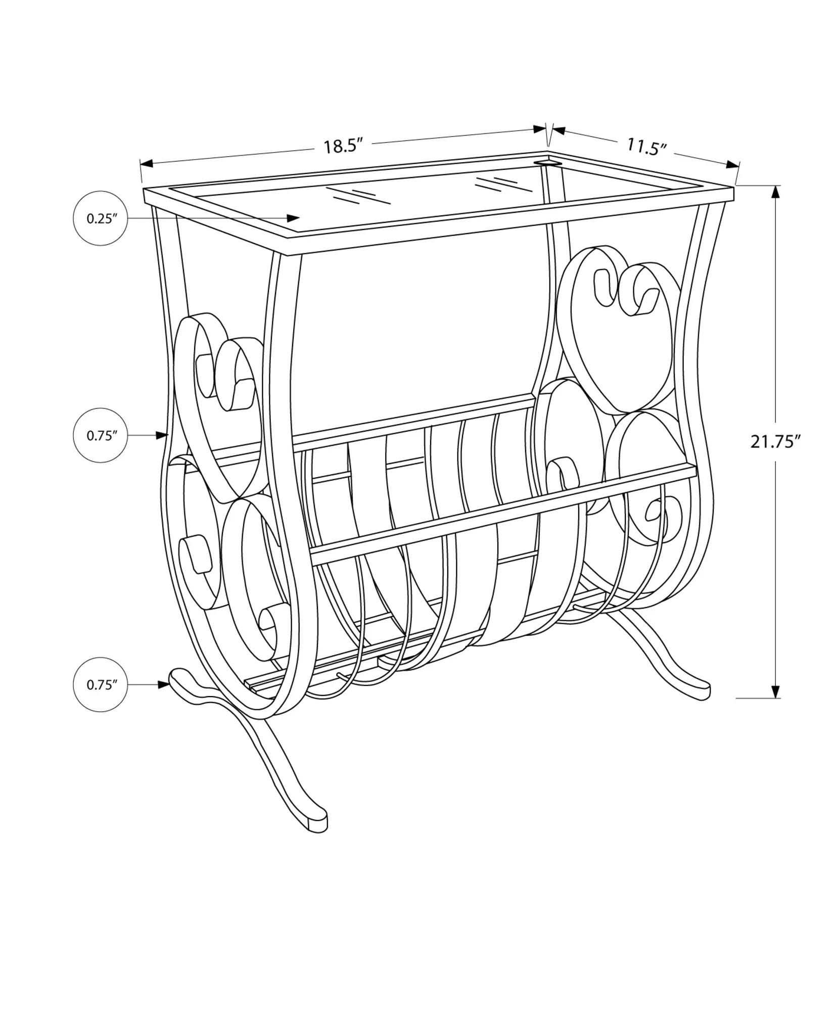 Accent Table - Antique White Metal With Tempered Glass