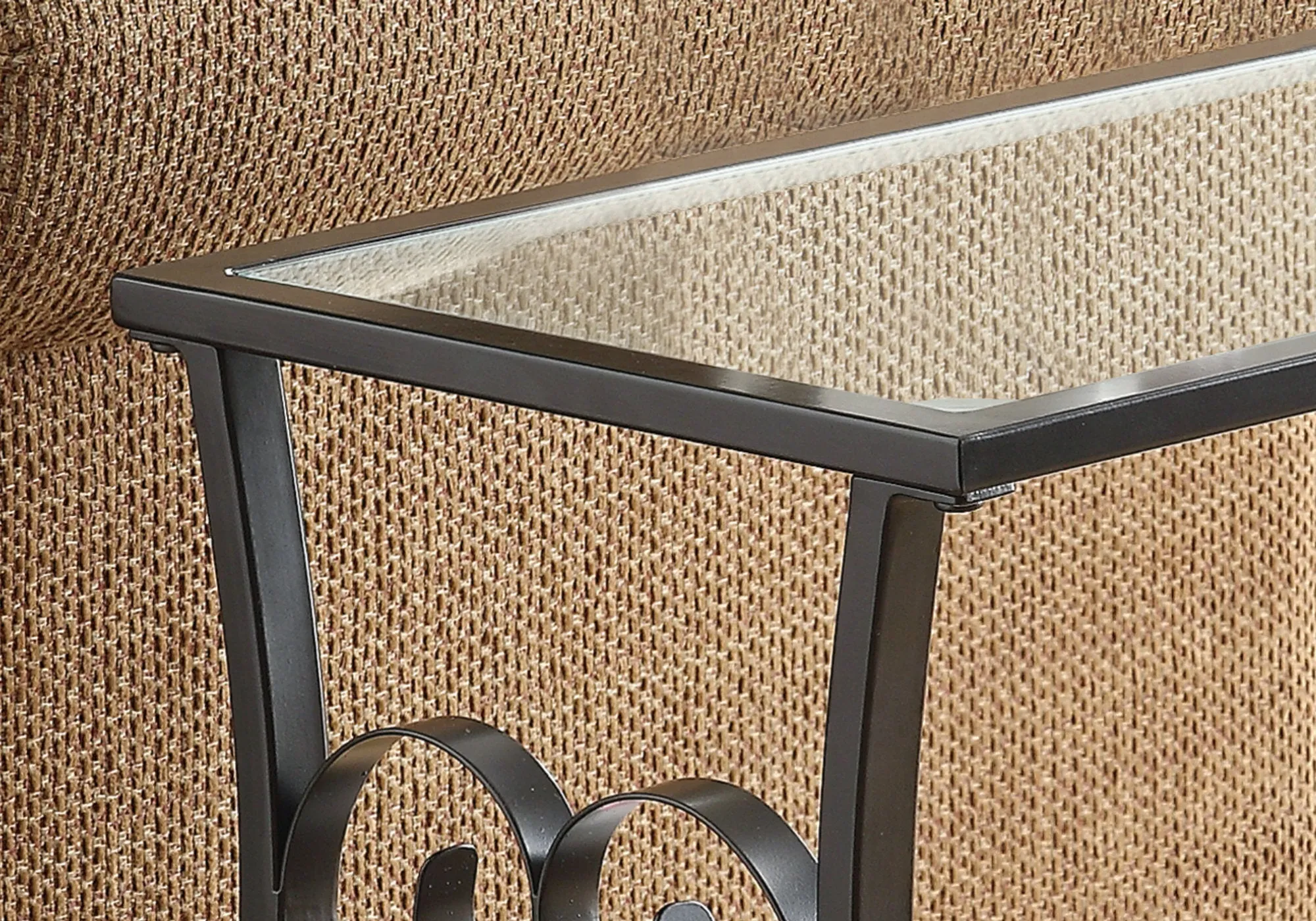 Accent Table - Satin Black Metal With Tempered Glass