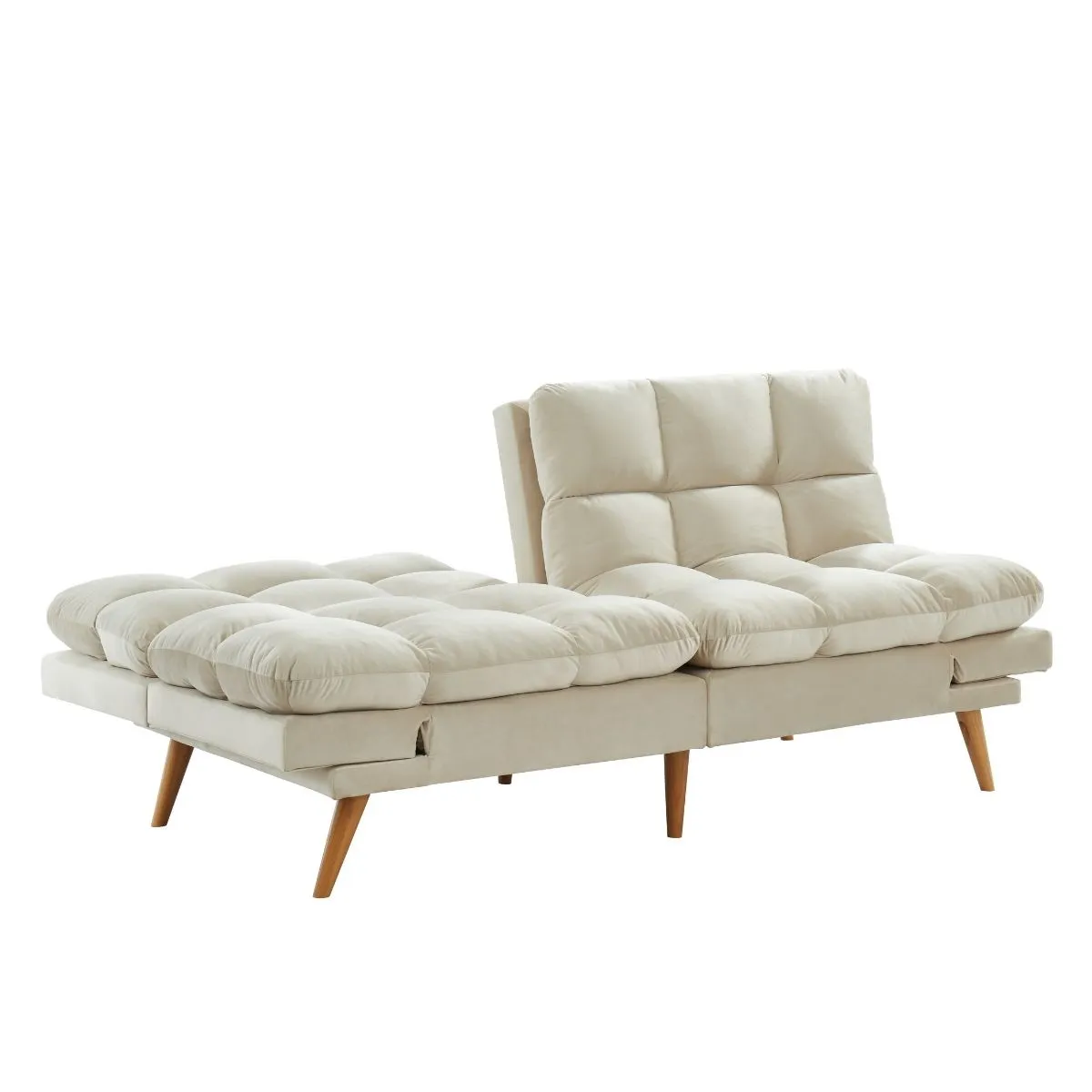 Alexa 3 Seater Velvet Sofa Bed Futon Cream