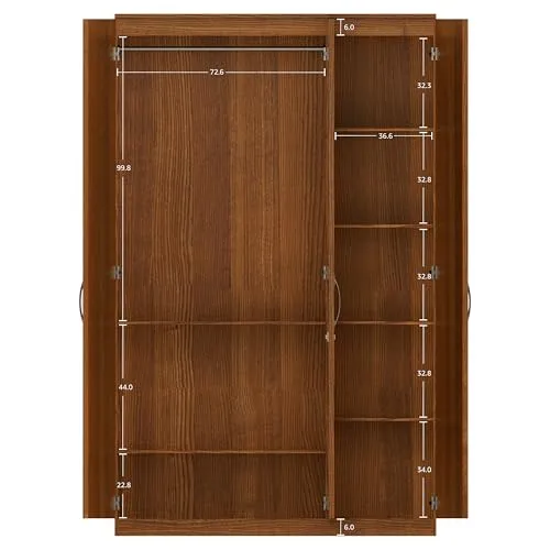 Amazon Brand - Solimo Medusa Engineered Wood 3 Door Wardrobe (Walnut Finish)