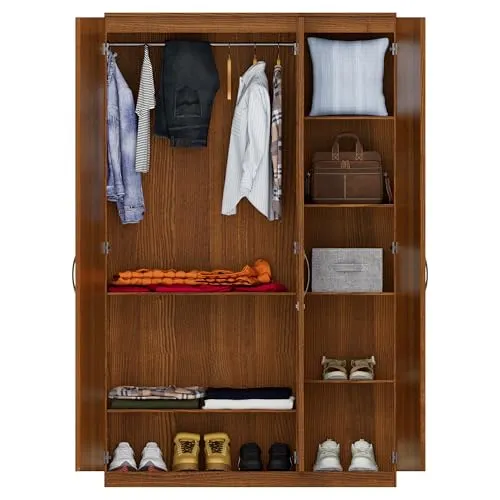 Amazon Brand - Solimo Medusa Engineered Wood 3 Door Wardrobe (Walnut Finish)