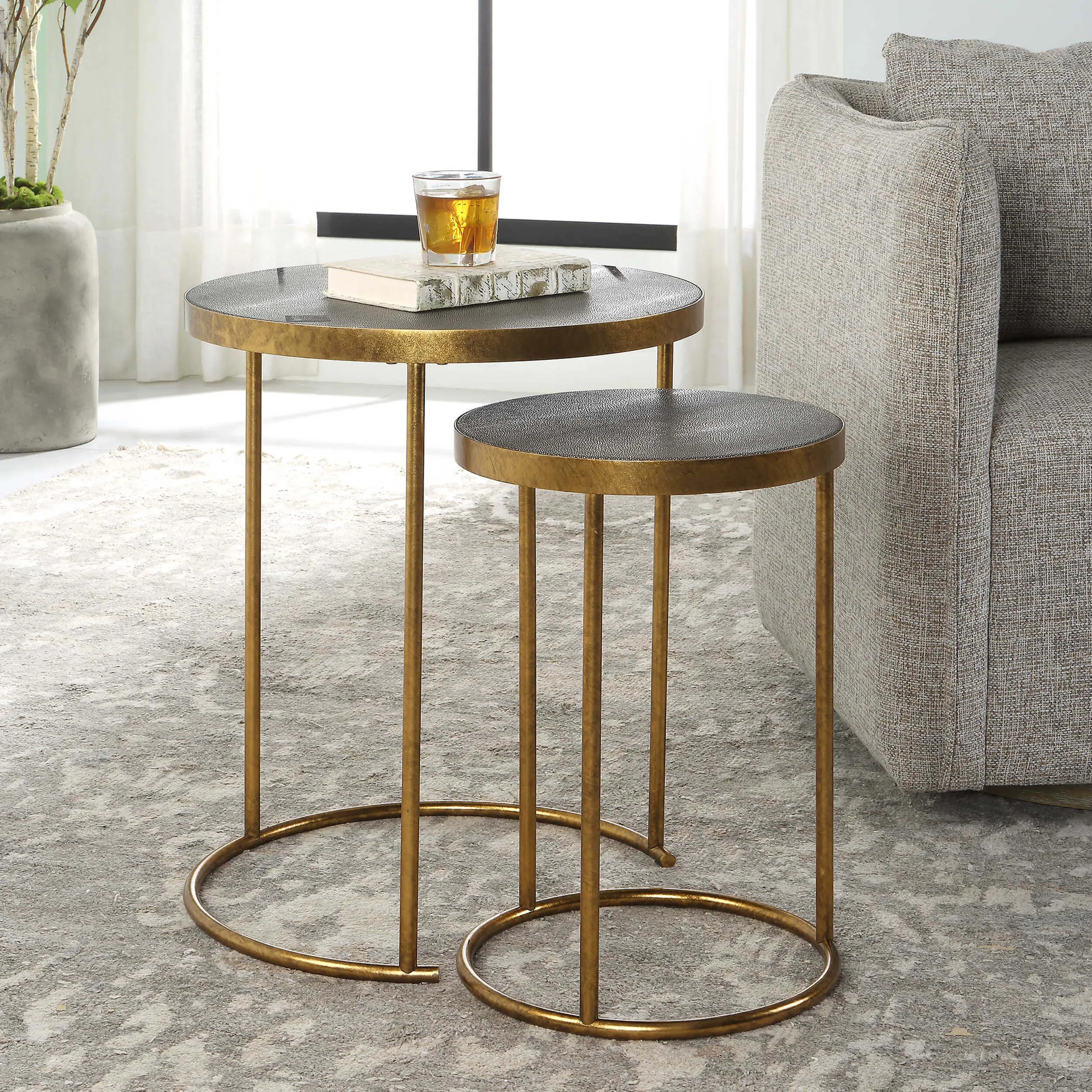 Aragon Nesting Tables, Gray, Set of 2