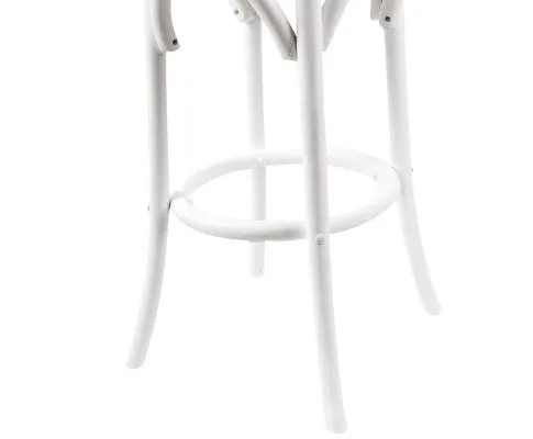 Aster 2pc Round Bar Stools Dining Stool Chair Solid Birch Wood Rattan Seat White