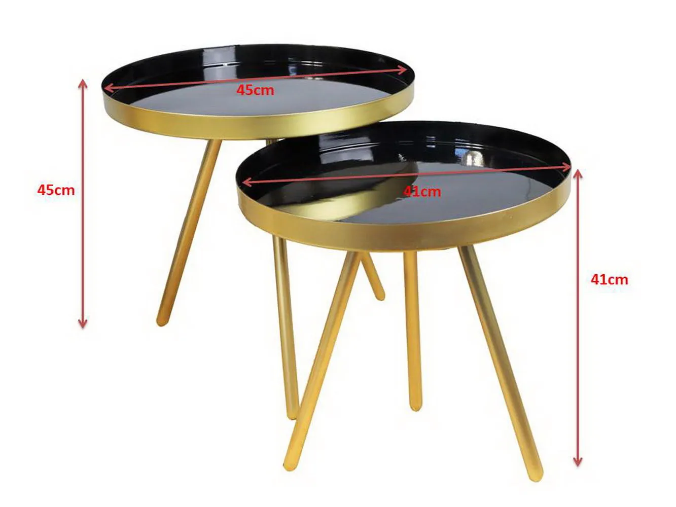 Ava Gold and Black Metal Nest Of 2 Tables