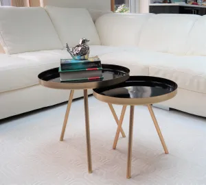 Ava Gold and Black Metal Nest Of 2 Tables