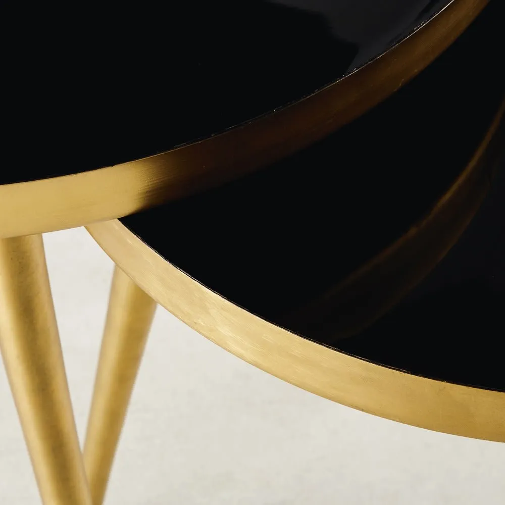 Ava Gold and Black Metal Nest Of 2 Tables