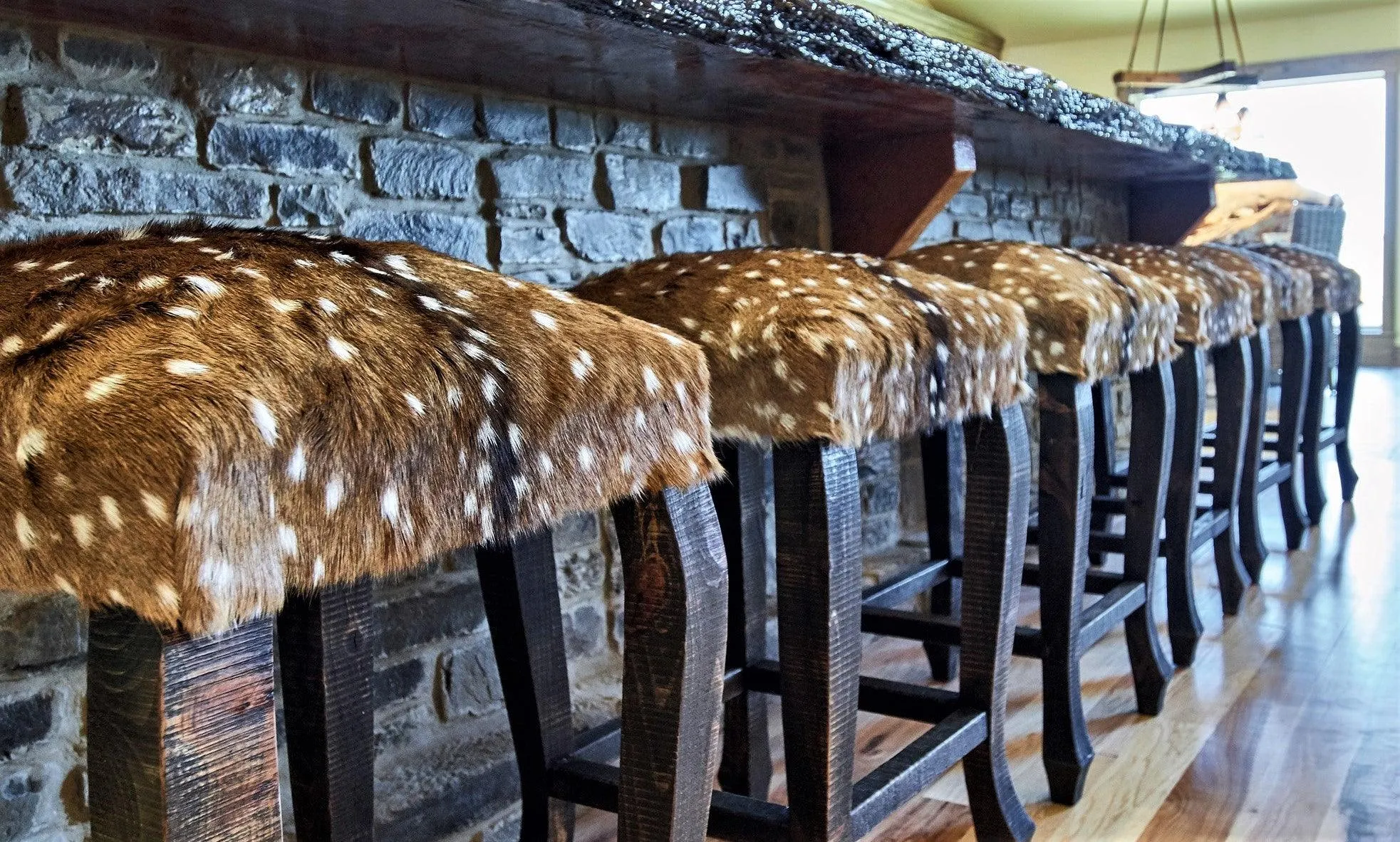 Axis Deer Hide Upholstered Bar Stool