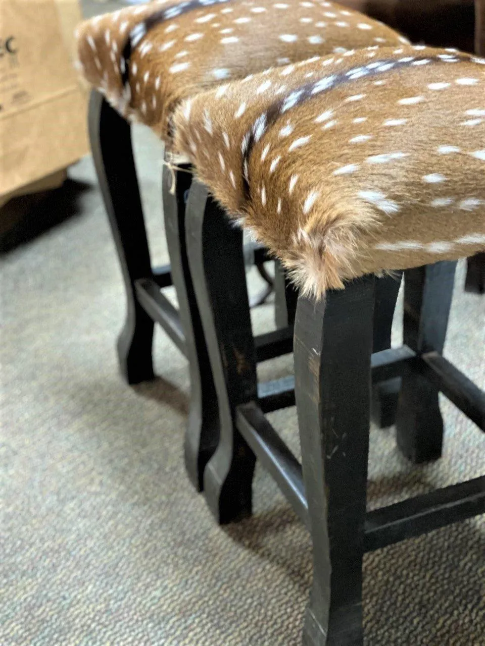 Axis Deer Hide Upholstered Bar Stool