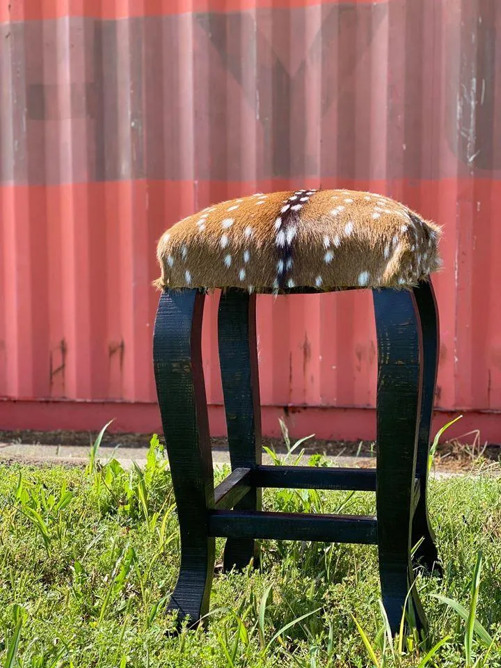 Axis Deer Hide Upholstered Bar Stool