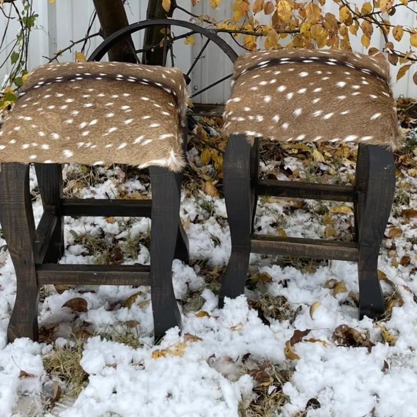 Axis Deer Hide Upholstered Bar Stool