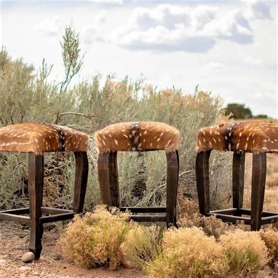 Axis Deer Hide Upholstered Bar Stool