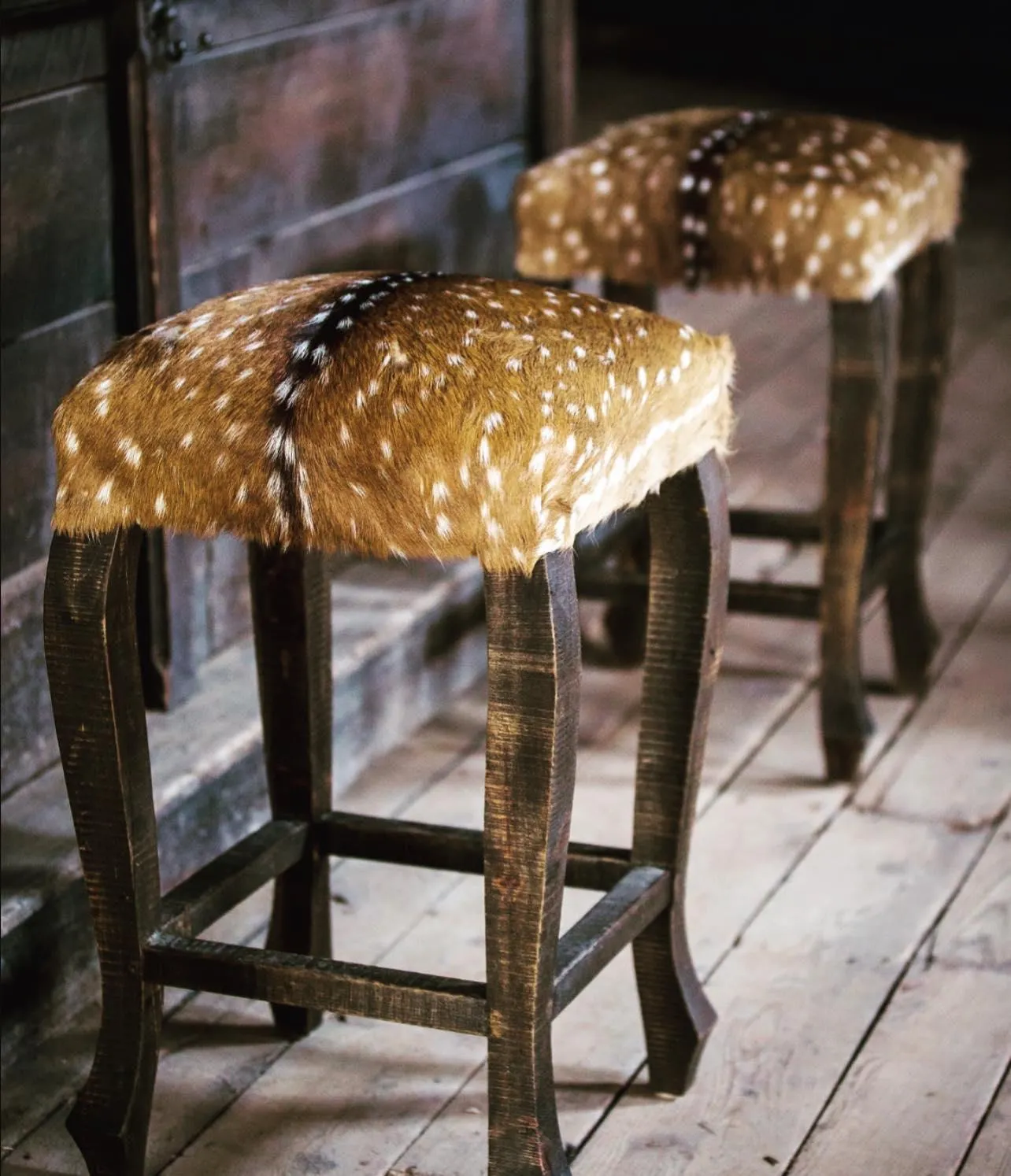 Axis Deer Hide Upholstered Bar Stool