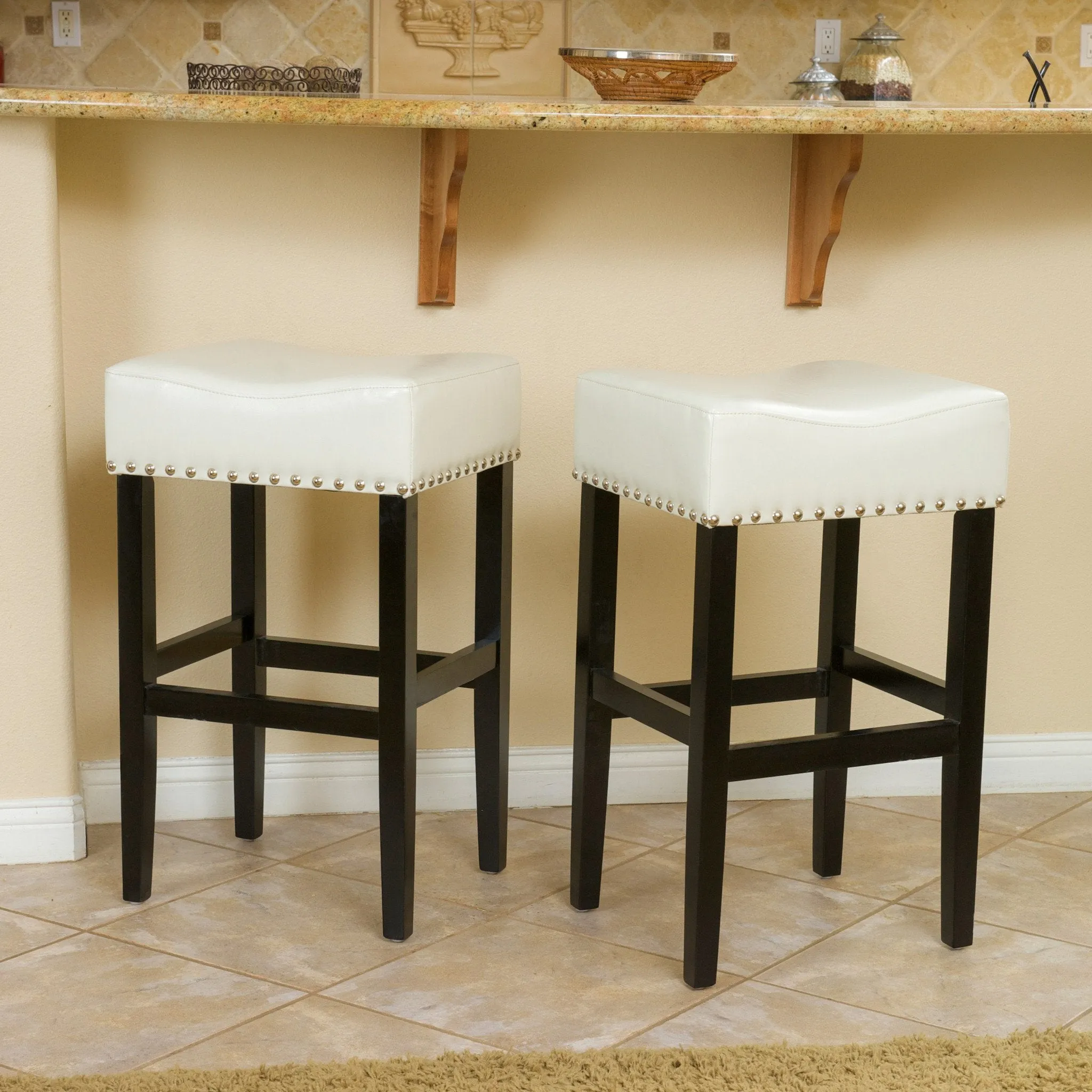 Backless Leather Counter and Bar Stool, Set of 2 - NH635832