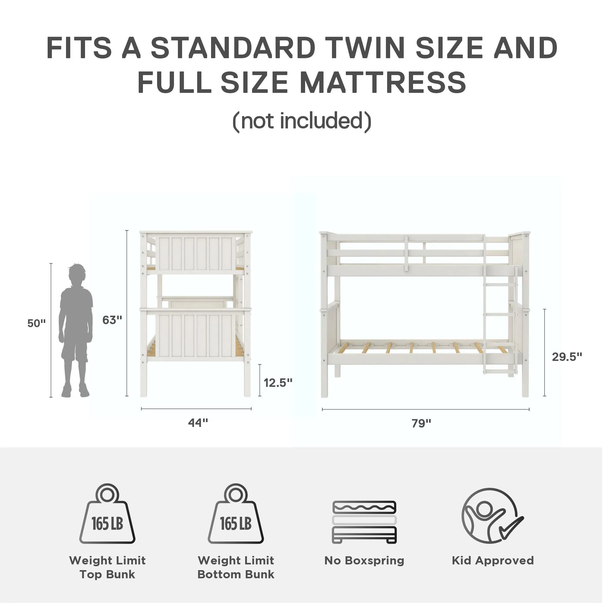 Bailen Kid's Convertible Wood Bunk Bed