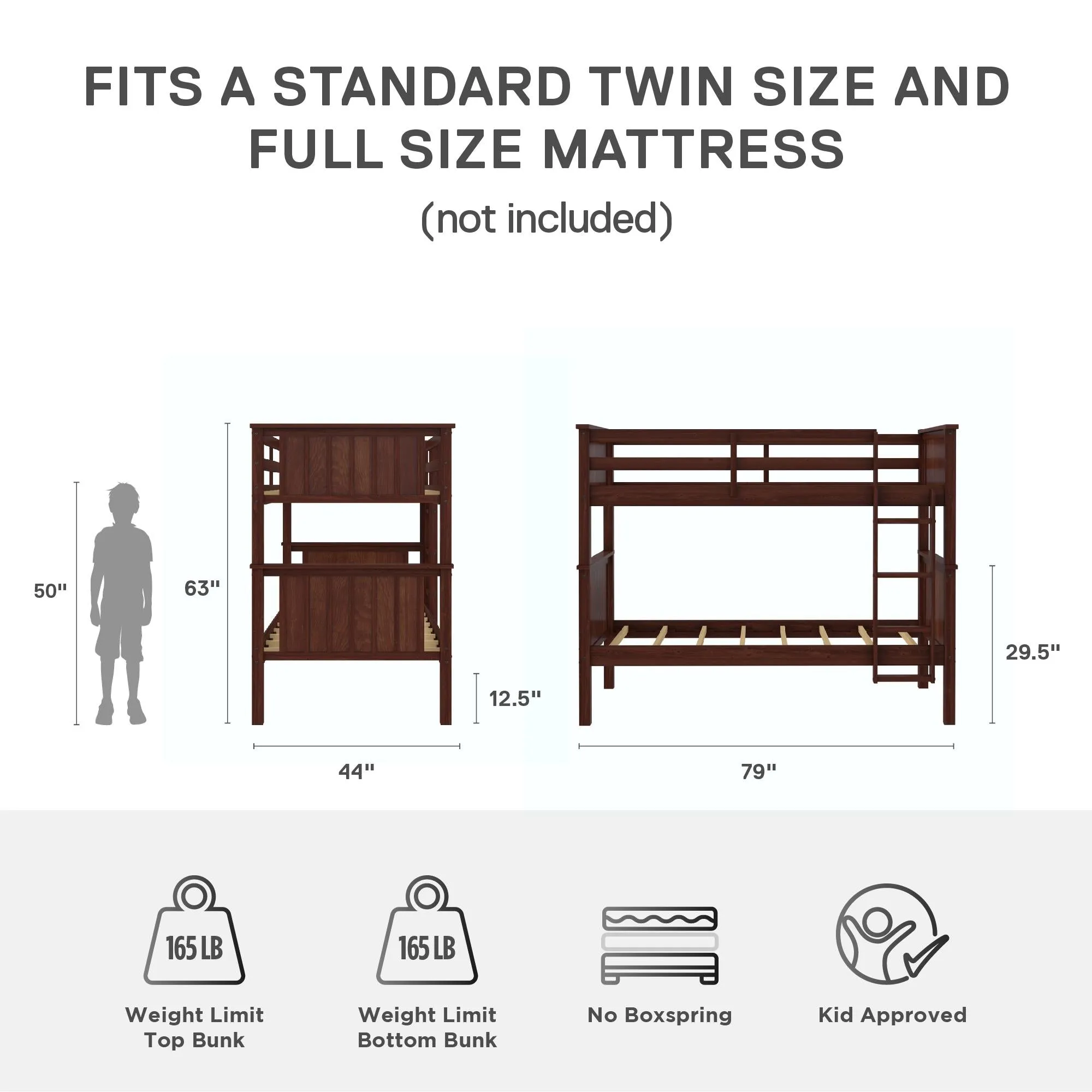 Bailen Kid's Convertible Wood Bunk Bed