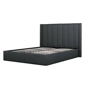 Betsy Fabric King Bed Frame - Charcoal Grey with Storage