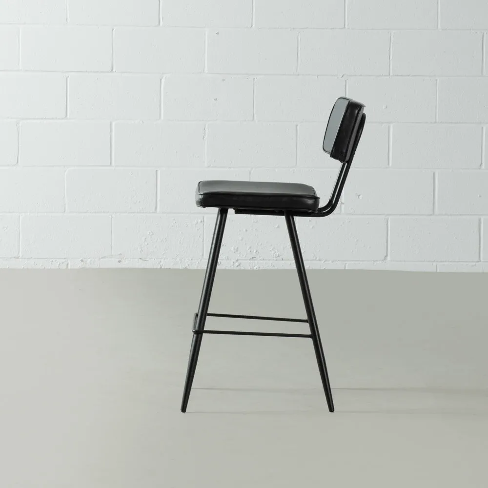 Black Leather Bar Stool (75 cm) - FINAL SALE